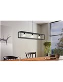 Lámpara Colgante rectangular negro, ELSWICK, 3 Luces E27, Estilo Moderno