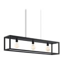 Lámpara Colgante rectangular negro, ELSWICK, 3 Luces E27, Estilo Moderno