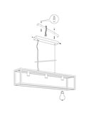 Lámpara Colgante rectangular negro, ELSWICK, 3 Luces E27, Estilo Moderno
