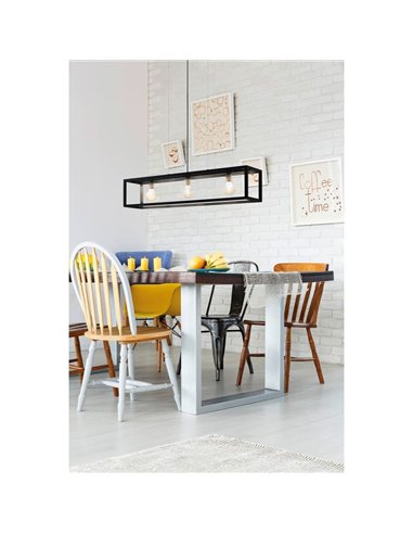 Lámpara Colgante rectangular negro, ELSWICK, 3 Luces E27, Estilo Moderno
