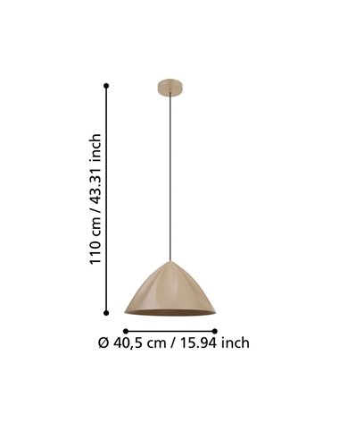 Lámpara de Techo japanese PODERE con pantalla arena de metal cónico con ondas, E27
