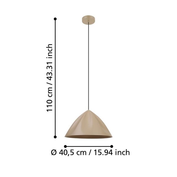 Candeeiro de teto japonês PODERE com abajur cónico de metal areia com ondas, E27
