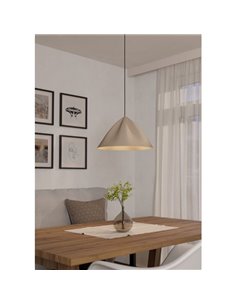 Candeeiro de teto japonês PODERE com abajur cónico de metal areia com ondas, E27 2