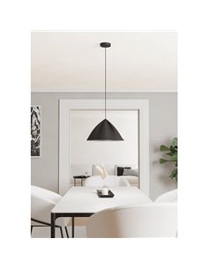 Lámpara de Techo japanese PODERE con pantalla negra de metal cónico con ondas, E27 2