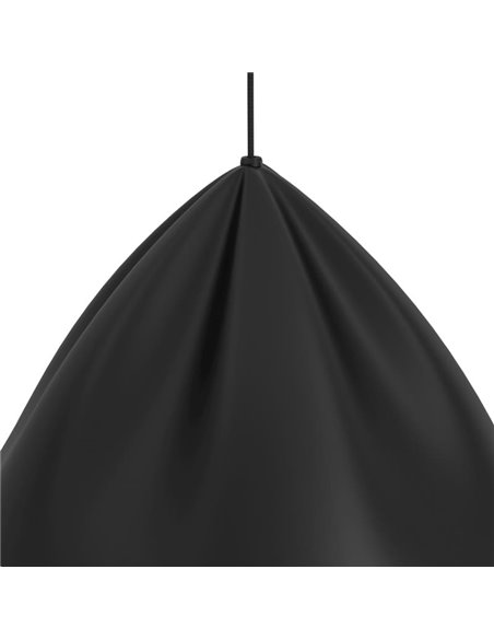 Candeeiro de teto japonês PODERE com abajur cónico preto de metal com ondas, E27