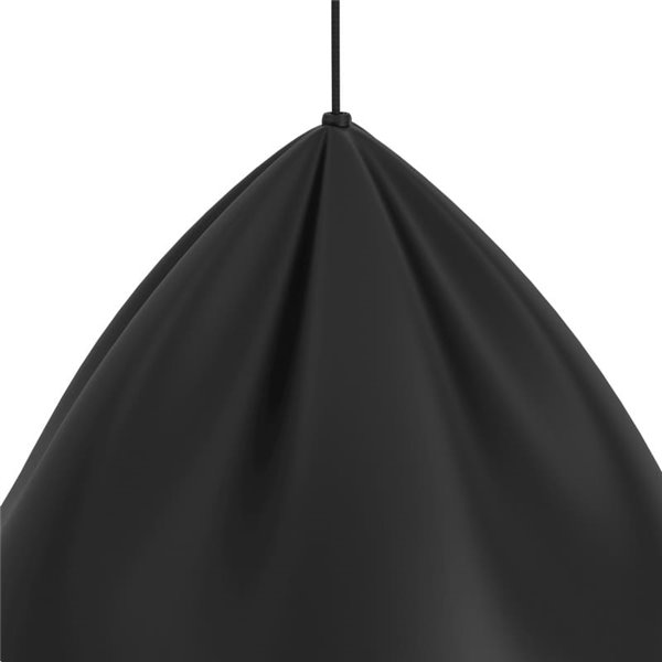 Candeeiro de teto japonês PODERE com abajur cónico preto de metal com ondas, E27