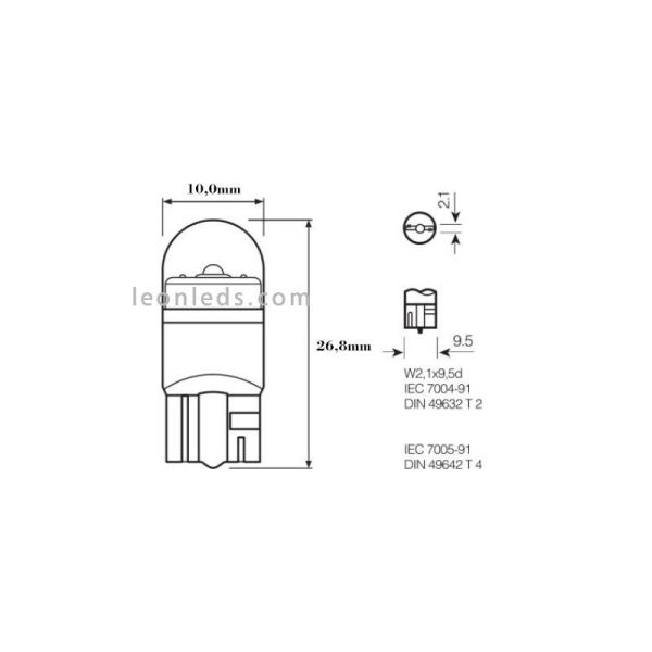 Medidas Bombillas LED Osram T10 6000K 24V 1W (2Uds) LEDriving SLT 2845DWP-2BL Osram