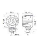Medidas Faro de Trabajo LED redondo HELLA R2100 2.0 con luz de posición Blanca/Ambar | 12V | 2300lm | Luz de Posición | IP67