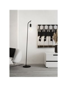 Lampadaire CRANLEY noir avec pied en filigrane pour accrocher une grosse ampoule E27, style minimaliste 2