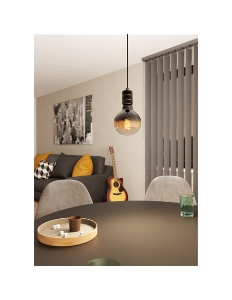 YORTH Candeeiro suspenso simples para lâmpada elegante, níquel preto E27, estilo vintage e industrial