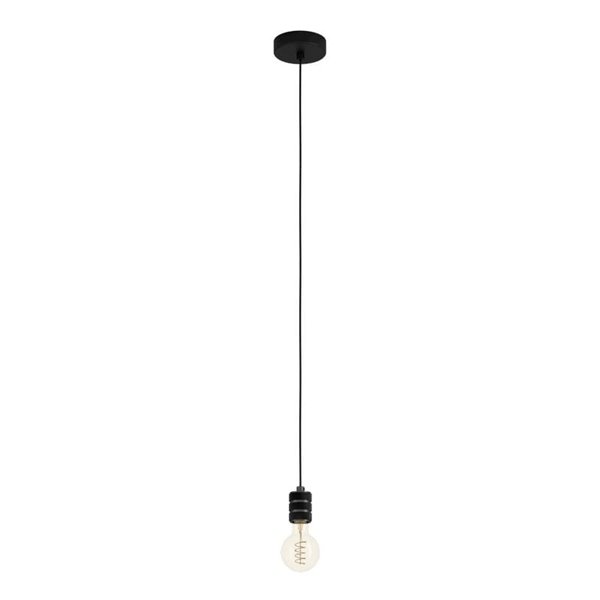 Lámpara colgante YORTH sencilla para bombilla elegante, níquel negro E27, estilo Vintage e Industrial
