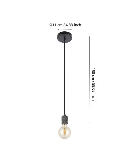 YORTH Candeeiro suspenso simples para lâmpada elegante, níquel preto E27, estilo vintage e industrial