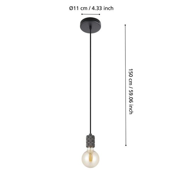 Lámpara colgante YORTH sencilla para bombilla elegante, níquel negro E27, estilo Vintage e Industrial