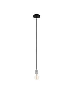 Lámpara colgante YORTH sencilla para bombilla grande, plata y negro E27, estilo Industrial Moderno