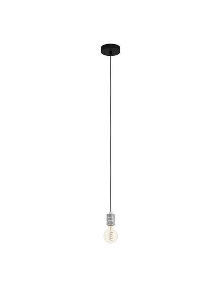 Lámpara colgante YORTH sencilla para bombilla grande, plata y negro E27, estilo Industrial Moderno