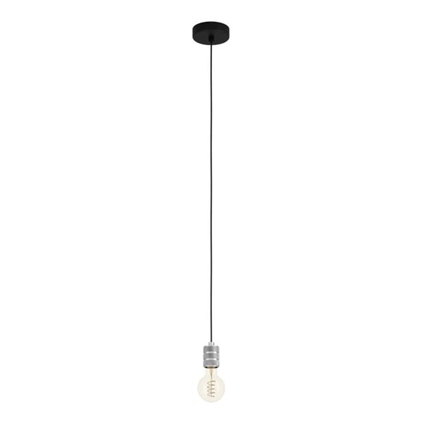 Lámpara colgante YORTH sencilla para bombilla grande, plata y negro E27, estilo Industrial Moderno