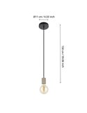 Lámpara colgante YORTH sencilla para bombilla grande, plata y negro E27, estilo Industrial Moderno
