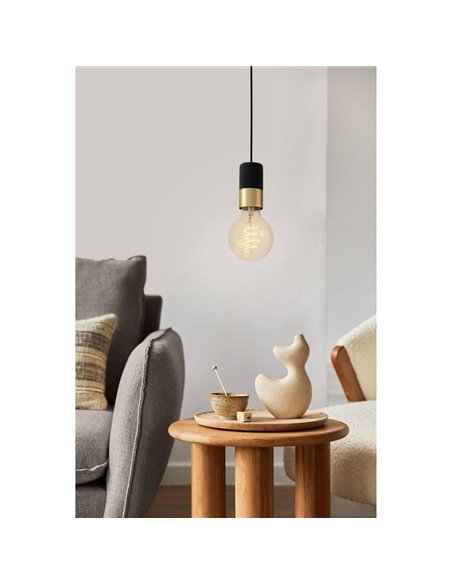 Lampe à suspension CALARI simple pour grande ampoule, noire E27, design minimaliste