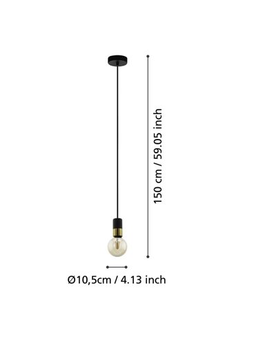 Lámpara Colgante CALARI sencilla para bombilla grande, negra E27,Diseño Minimalista