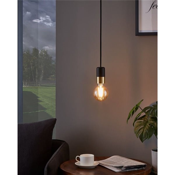 Lampe à suspension CALARI simple pour grande ampoule, noire E27, design minimaliste