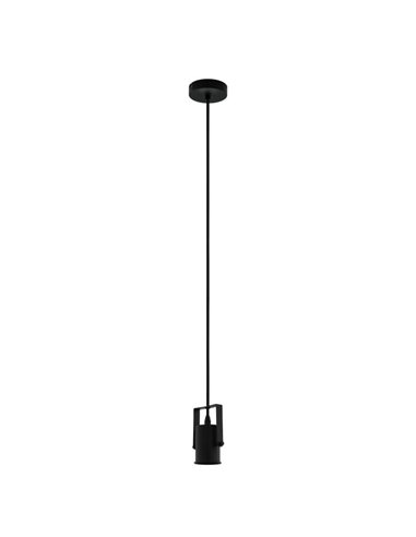 Lámpara Colgante CALARI de metal negro y cable textil, con portalámpara cilíndrico, E27