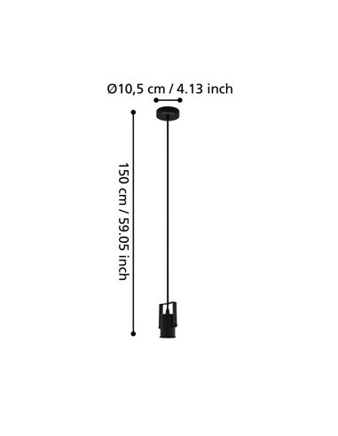 Lámpara Colgante CALARI de metal negro y cable textil, con portalámpara cilíndrico, E27