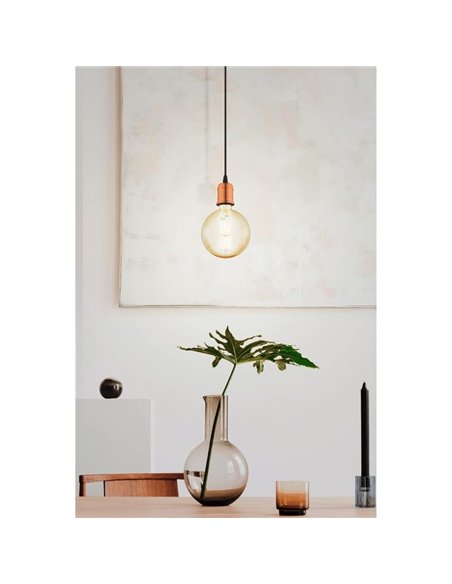 Candeeiro suspenso YORTH cobre escovado E27 | Estilo vintage | EGLO