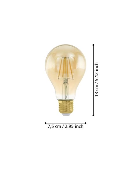 Lâmpada LED Decorativa A75 Âmbar 4W 2200K E27 | Luz quente