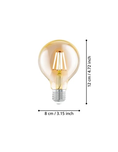 Bombilla Decorativa LED G80 Ámbar 4W 2200K E27 | Luz Ambiente