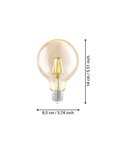 Bombilla Decorativa LED G95 Ámbar 4W 2200K E27 | Luz Cálida y Elegante
