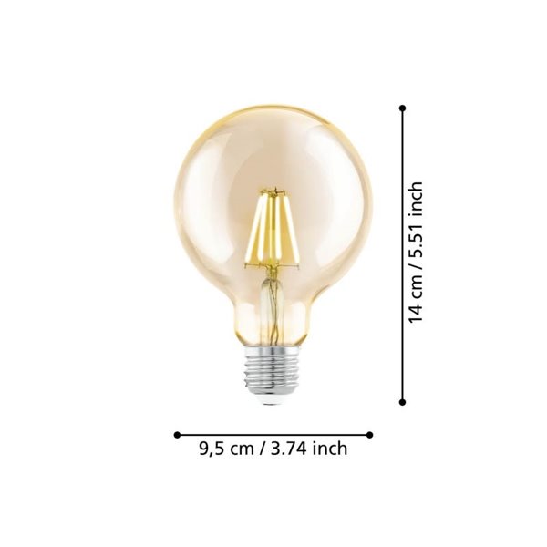 Bombilla Decorativa LED G95 Ámbar 4W 2200K E27 | Luz Cálida y Elegante
