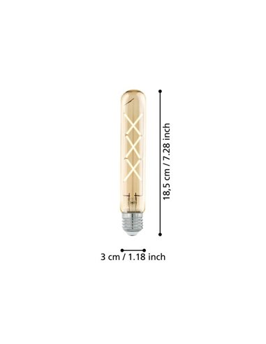 Bombilla LED decorativa T30 ZIGZAG Ámbar 4W 2200K E27 | Diseño Vintage