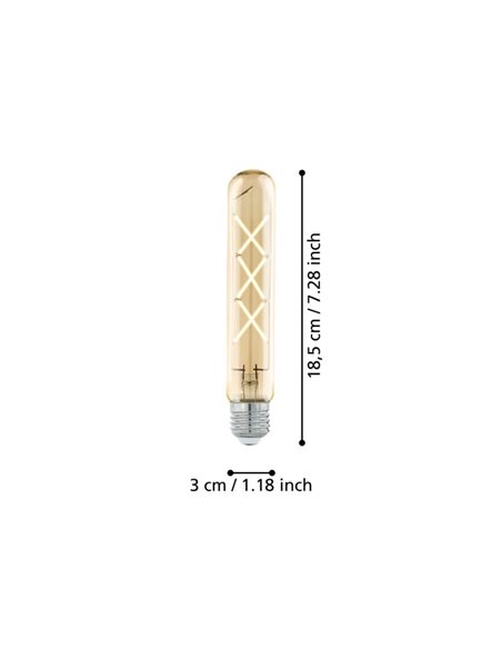 Bombilla LED decorativa T30 ZIGZAG Ámbar 4W 2200K E27 | Diseño Vintage