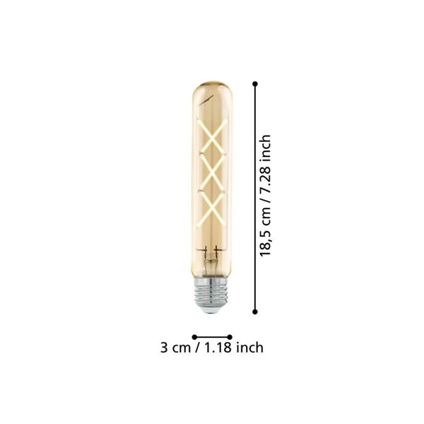 Bombilla LED decorativa T30 ZIGZAG Ámbar 4W 2200K E27 | Diseño Vintage