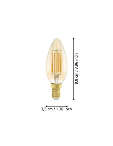 Ampoule LED Décorative C35 Ambre 4W 2200K E14 | Forme de bougie