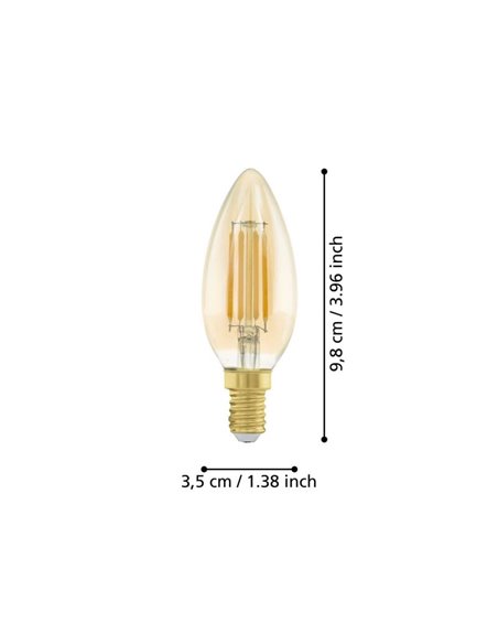 Lâmpada LED Decorativa C35 Âmbar 4W 2200K E14 | Formato de vela