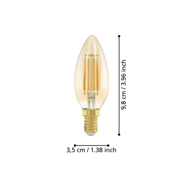 Bombilla LED Decorativa C35 Ámbar 4W 2200K E14 | Forma de Vela
