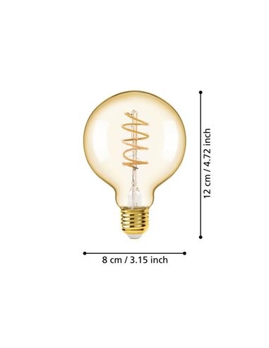 Bombilla LED Decorativa G80 Ámbar 4W 2000K E27 | Regulable y Decorativa