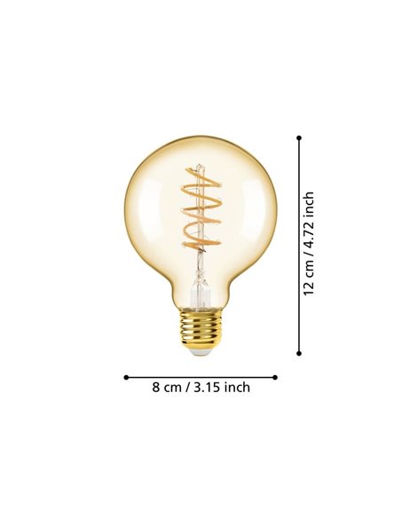 Bombilla LED Decorativa G80 Ámbar 4W 2000K E27 | Regulable y Decorativa