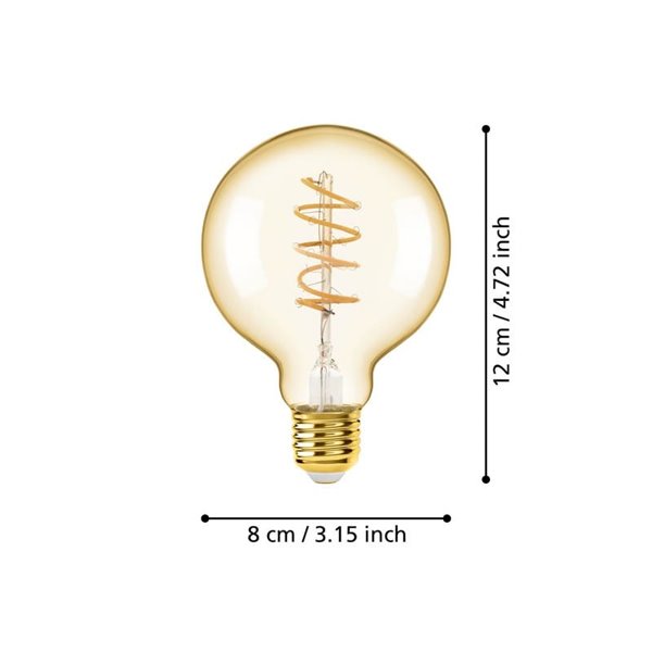 Bombilla LED Decorativa G80 Ámbar 4W 2000K E27 | Regulable y Decorativa
