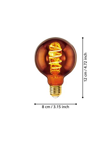 Bombilla LED Decorativa G80 Cobre 4W 2000K E27 | Decorativa y Vintage