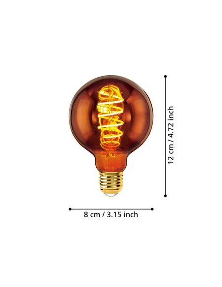 Bombilla LED Decorativa G80 Cobre 4W 2000K E27 | Decorativa y Vintage