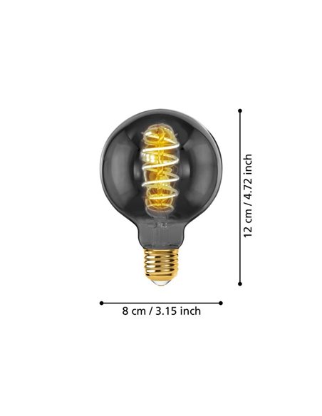 Lâmpada LED Decorativa G80 Fumê 4W 2000K E27 | Desenho decorativo