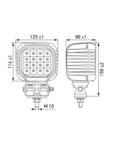 Medidas Faro LED cuadrado potente de largo alcance Hella S5000 5000Lm 1GA 357 109-211 66W Hella