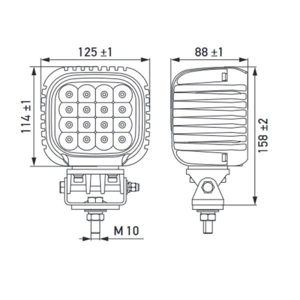 Medidas Faro LED cuadrado potente de largo alcance Hella S5000 5000Lm 1GA 357 109-211 66W Hella