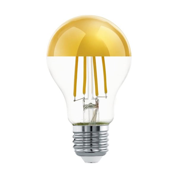 Bombilla LED con cabezal espejo dorado A60,  7.3W 2700K E27 | Luz Cálida y Antideslumbrante