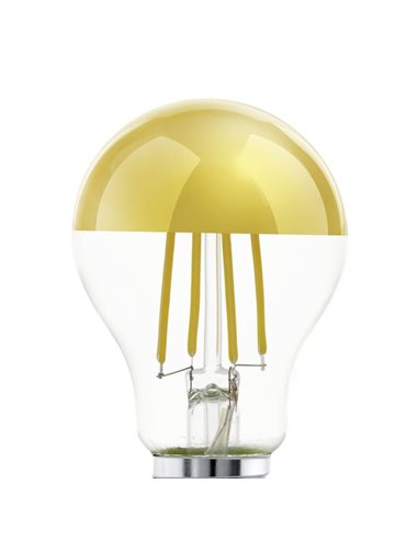Bombilla LED con cabezal espejo dorado A60,  7.3W 2700K E27 | Luz Cálida y Antideslumbrante