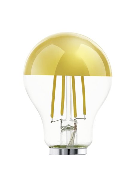Lâmpada LED com cabeça espelhada dourada A60, 7,3W 2700K E27 | Luz quente e antirreflexo