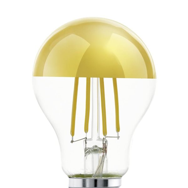 Bombilla LED con cabezal espejo dorado A60,  7.3W 2700K E27 | Luz Cálida y Antideslumbrante