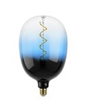 Grande ampoule LED décorative, T180 dimmable, bleue et noire 4W 2700K E27, filament spirale